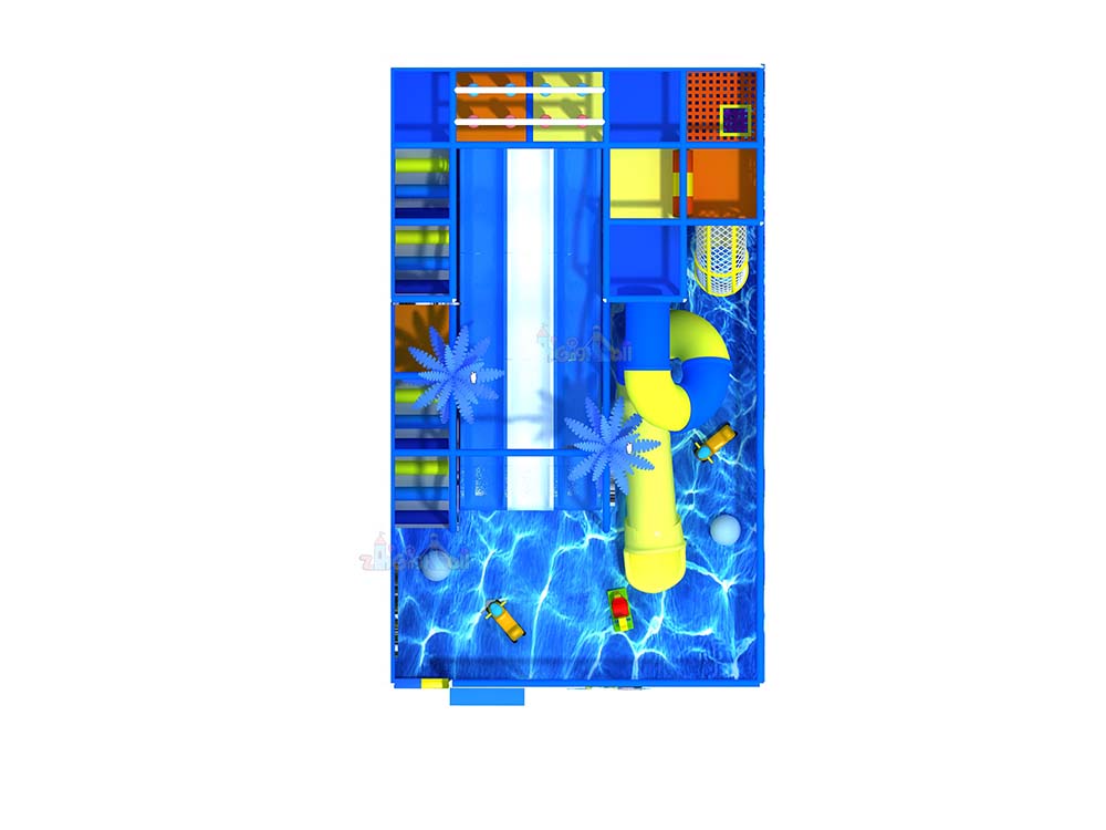 Indoor Children's Play Area with Foam Blocks and Slide