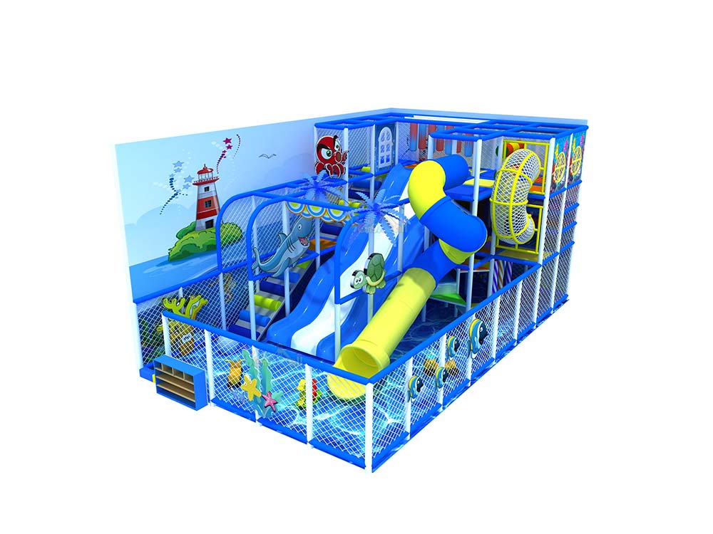 Indoor Children's Play Area with Foam Blocks and Slide