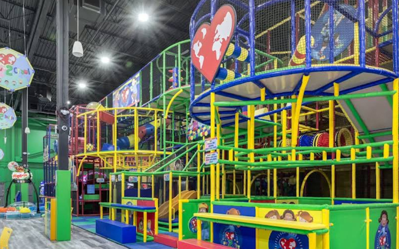 Indoor playgrounds for kids with climbing and slides