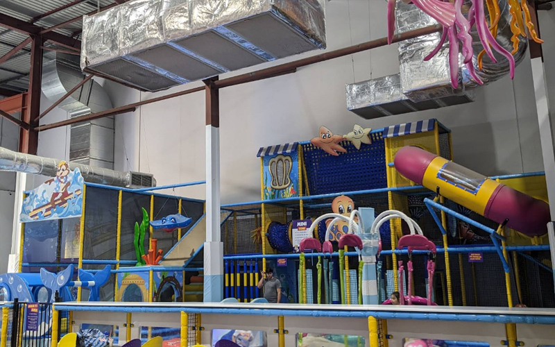Kids play zone equipment setup in Hungary