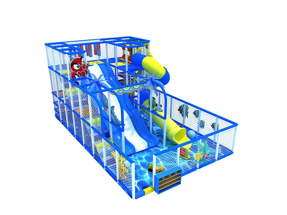 Indoor Children's Play Area with Foam Blocks and Slide